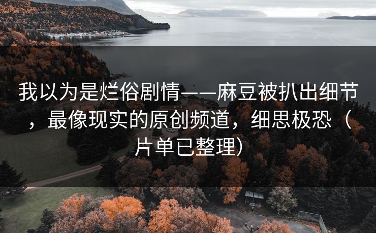我以为是烂俗剧情——麻豆被扒出细节，最像现实的原创频道，细思极恐（片单已整理）