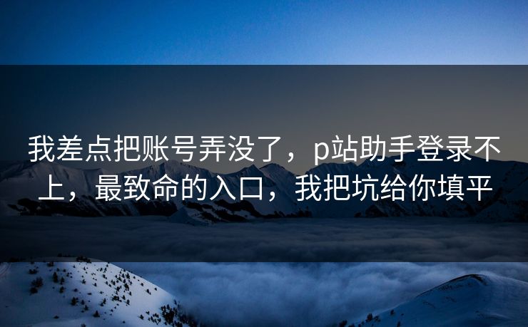 我差点把账号弄没了，p站助手登录不上，最致命的入口，我把坑给你填平