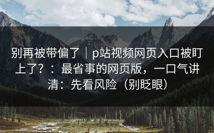 别再被带偏了｜p站视频网页入口被盯上了？：最省事的网页版，一口气讲清：先看风险（别眨眼）