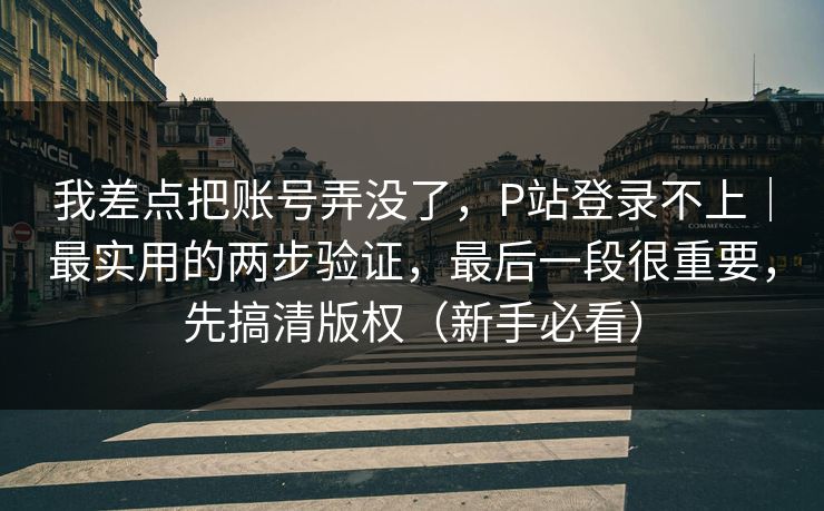 我差点把账号弄没了,P站登录不上|最实用的两步验证,最后一段很重要,先搞清版权(新手必看)