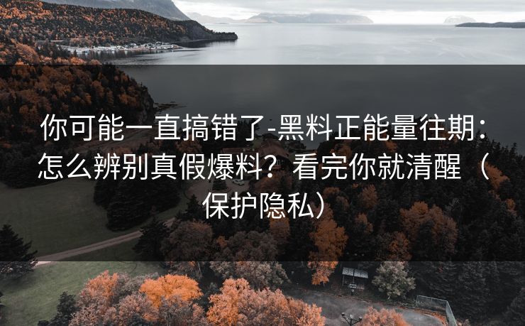 你可能一直搞错了-黑料正能量往期：怎么辨别真假爆料？看完你就清醒（保护隐私）