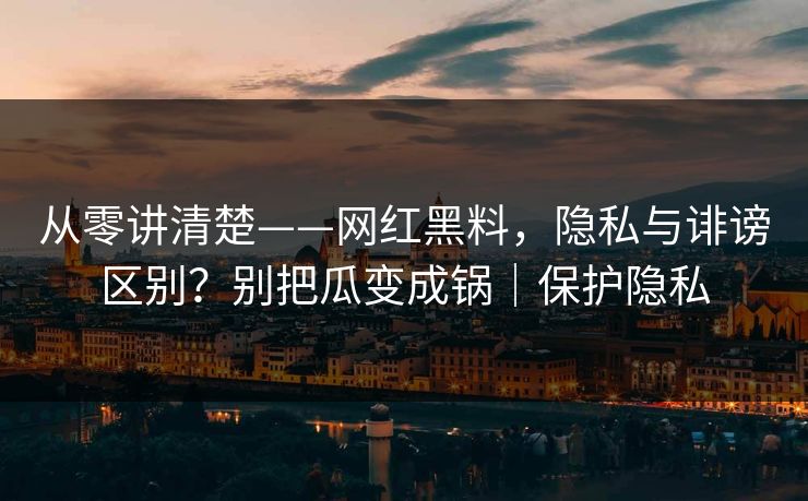 从零讲清楚——网红黑料，隐私与诽谤区别？别把瓜变成锅｜保护隐私