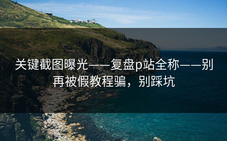 关键截图曝光——复盘p站全称——别再被假教程骗，别踩坑