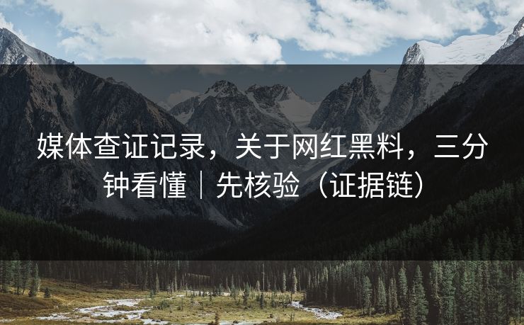 媒体查证记录，关于网红黑料，三分钟看懂｜先核验（证据链）