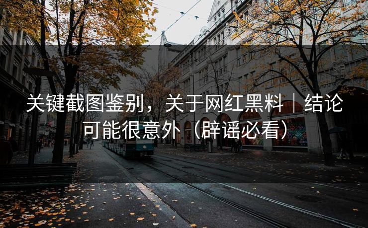 关键截图鉴别，关于网红黑料｜结论可能很意外（辟谣必看）