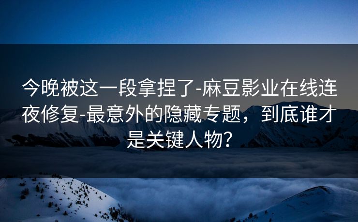 今晚被这一段拿捏了-麻豆影业在线连夜修复-最意外的隐藏专题，到底谁才是关键人物？