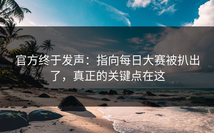 官方终于发声：指向每日大赛被扒出了，真正的关键点在这