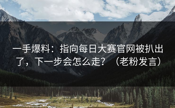 一手爆料：指向每日大赛官网被扒出了，下一步会怎么走？（老粉发言）
