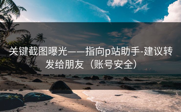 关键截图曝光——指向p站助手-建议转发给朋友（账号安全）
