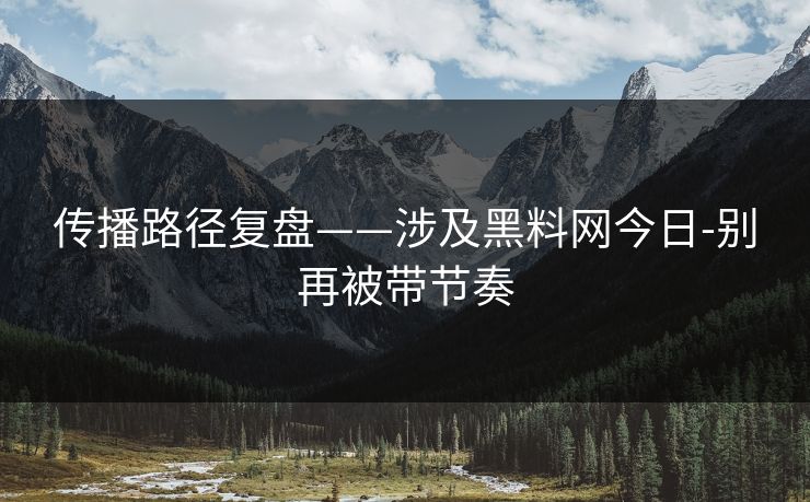 传播路径复盘——涉及黑料网今日-别再被带节奏