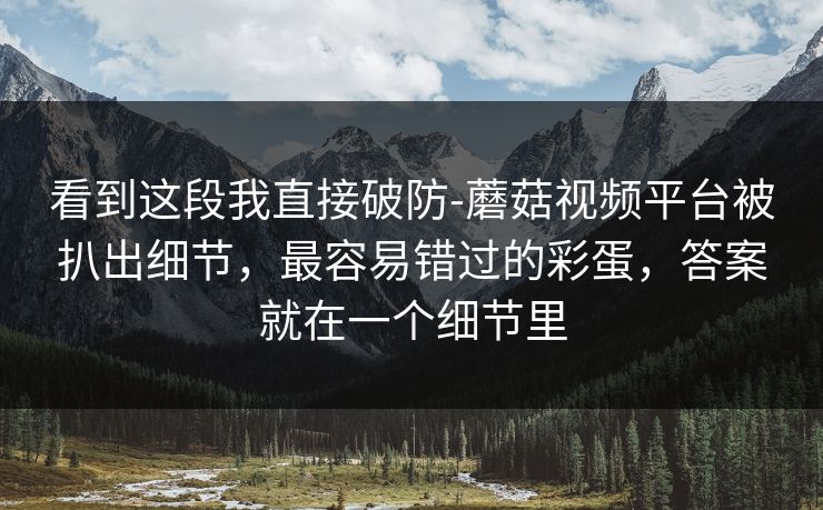 看到这段我直接破防-蘑菇视频平台被扒出细节，最容易错过的彩蛋，答案就在一个细节里