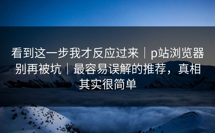 看到这一步我才反应过来｜p站浏览器别再被坑｜最容易误解的推荐，真相其实很简单