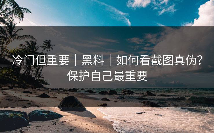 冷门但重要｜黑料｜如何看截图真伪？保护自己最重要