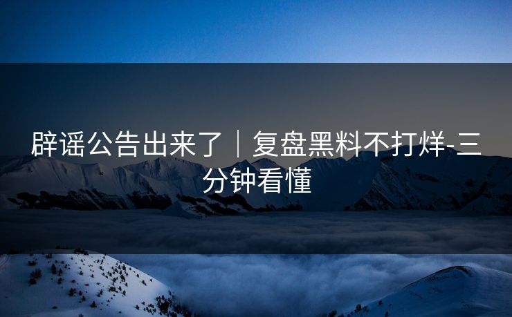 辟谣公告出来了｜复盘黑料不打烊-三分钟看懂